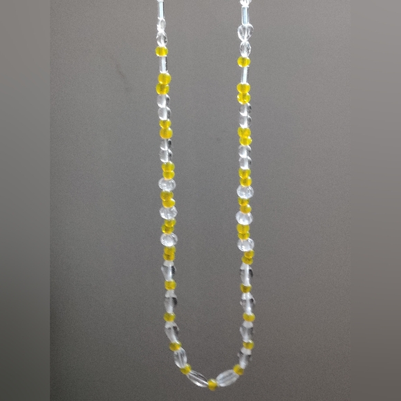 Vintage Czech Amber and Clear Glass Necklace - Picture 15 of 16